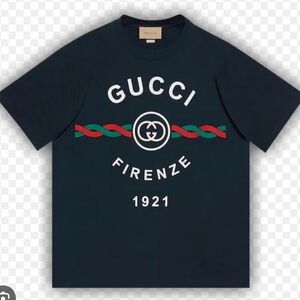 Gucci Black Crewneck Tee with White Logo